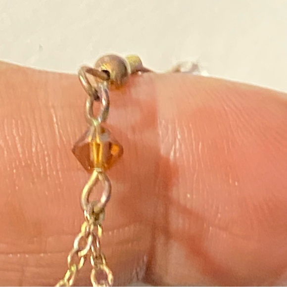 Brass Chain Facet Cut Tiger's Eye Bead Drop Chandelier Earrings - Picture 6 of 9